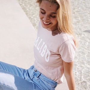 Brandy Melville Malibu Tee in baby pink